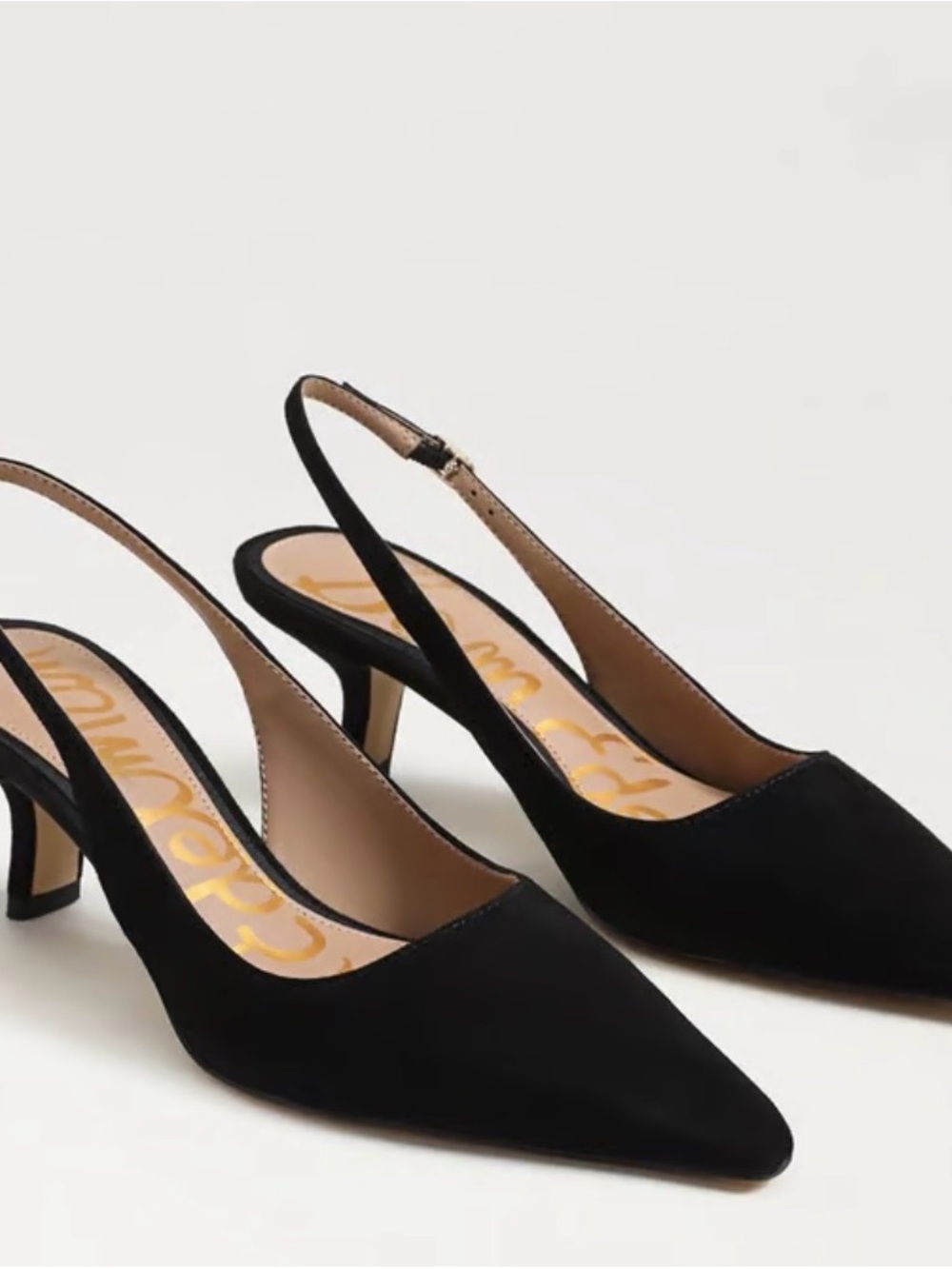 Sam Edelman Black Pointed-Toe Slingback Heeled Pumps
